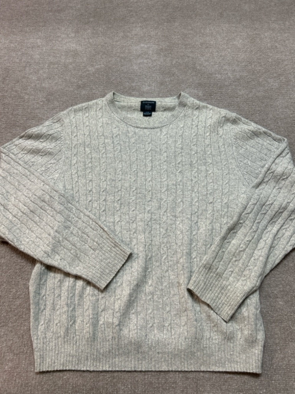Cashmere Sweater Mercer Street Studio Large Gray Cable Knit 100% Cashmere 0903
